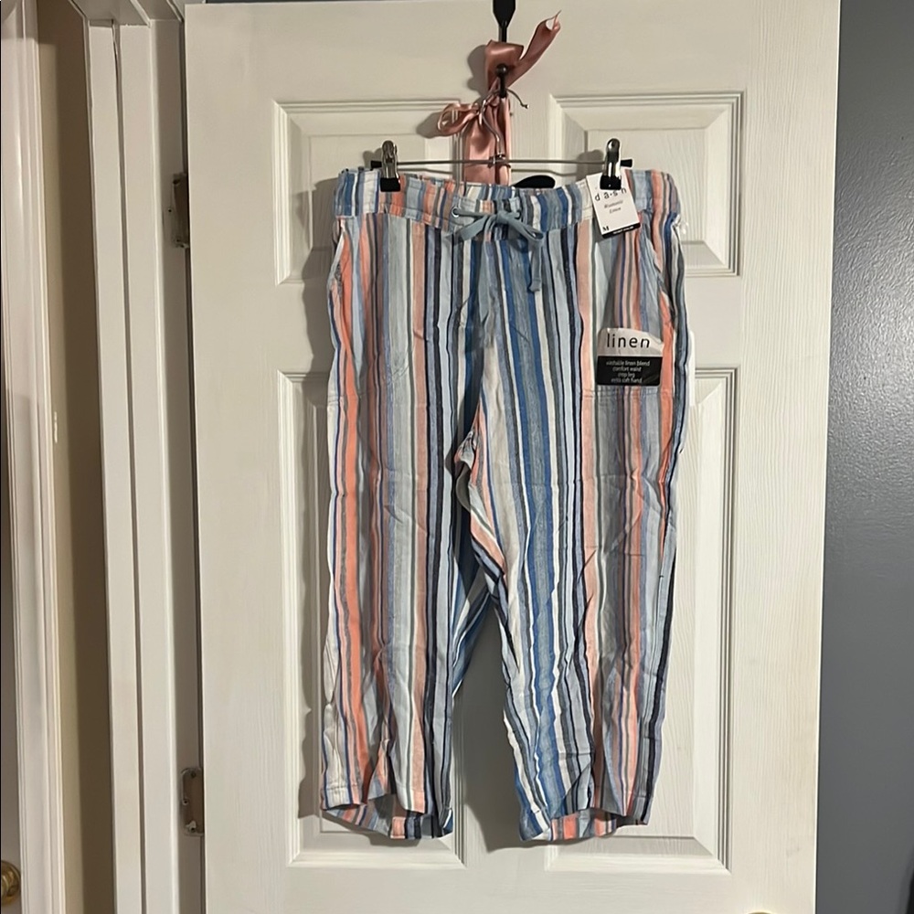 Linden Striped Capris - Blue, Orange, White